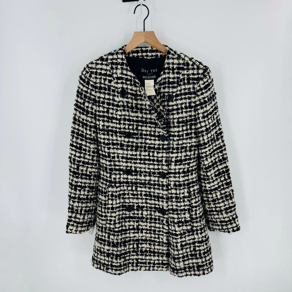 CLEARANCE Dei Tre for Holt Renfrew Black & Cream Tweed Jacket Made in Italy